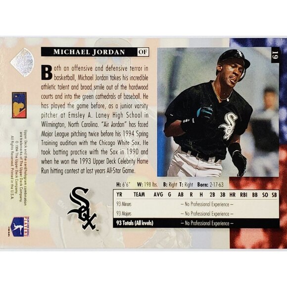 MICHAEL JORDAN ROOKIE "ELECTRIC DIAMOND" VARIATION 1994 UPPER DECK #19 - Picture 2 of 3